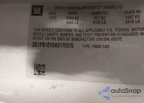 2010 Chevrolet Camaro 1Lt from USA, damaged, VIN 2G1FB1EV9A9175975